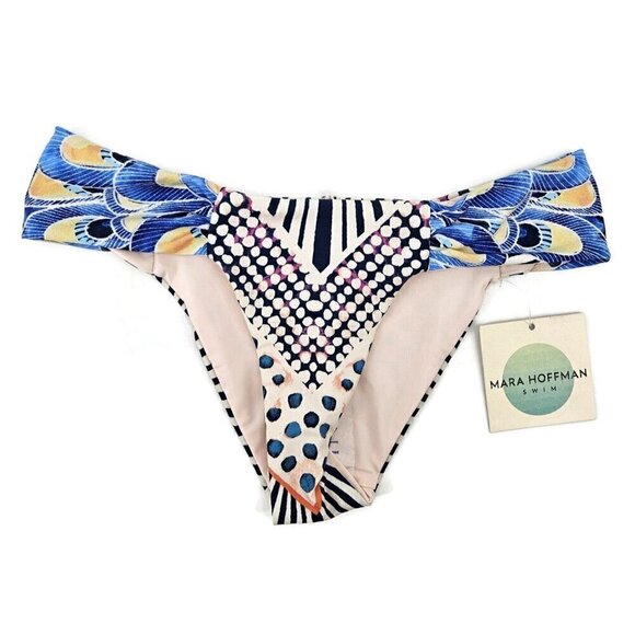 Mara Hoffman Other - New Mara Hoffman Ruched Side Bikini Bottoms Womens S Blue Low Rise Peacock